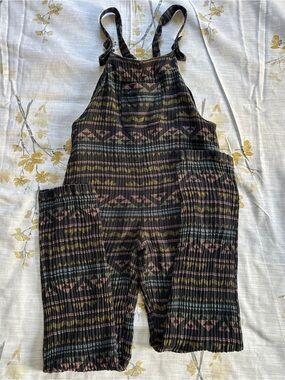 Passenger Clothing Roamist Corduroy Overalls/Jumpsuit in Retro Geo Black (S/L)